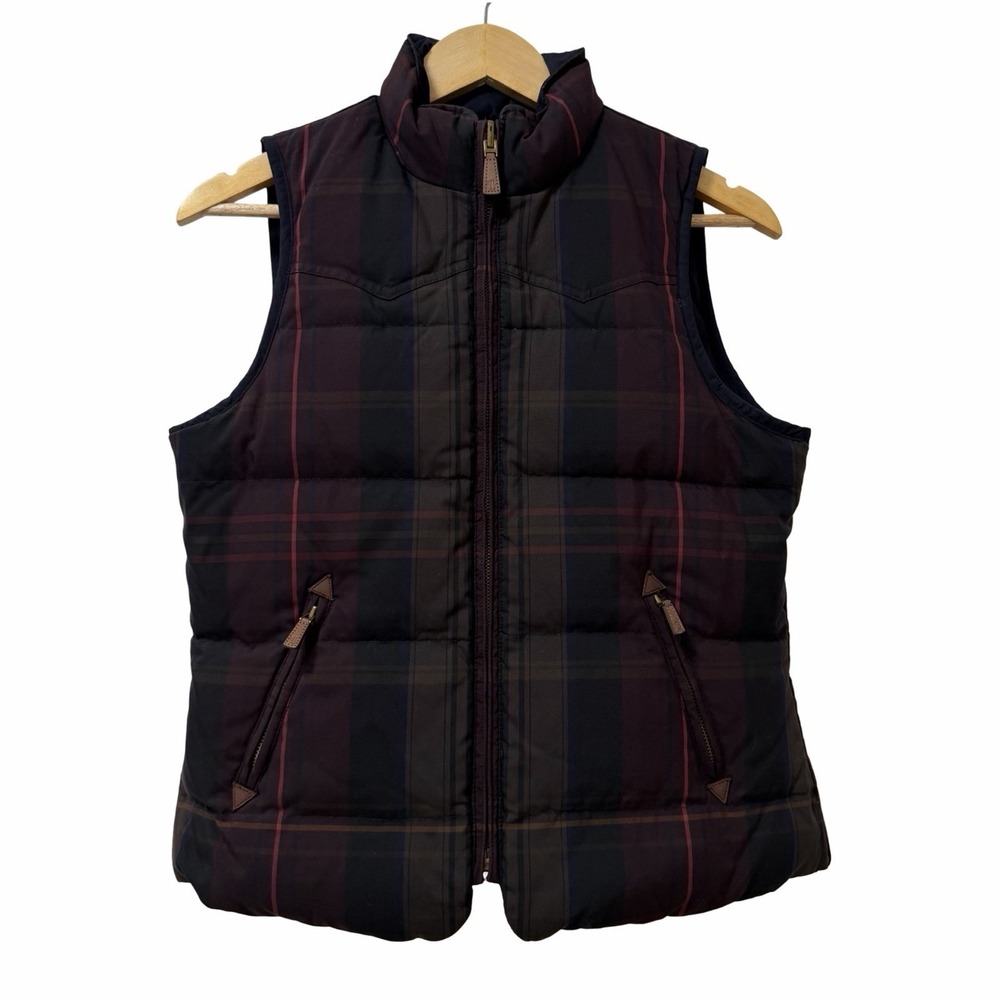 Lauren Ralph Lauren Womens Down Filled Reversible Plaid Puffer Vest Size SP Navy